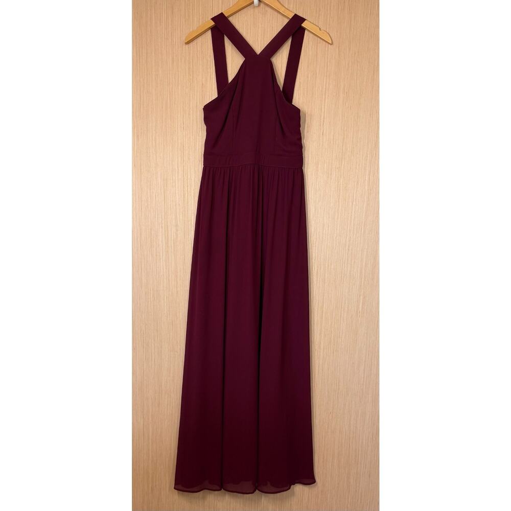 Lulus Air of Romance Burgundy Maxi Dress Size Small Halter Georgette Fabric - Picture 2 of 13